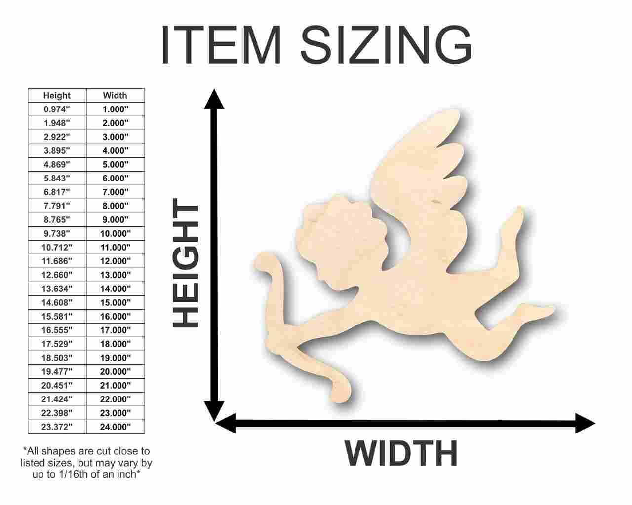 Unfinished Wood Cupid Shape - Valentine's - Love - Craft - up to 46" DIY