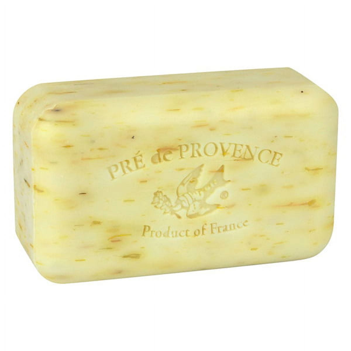 Bar of soap with 'Pre de Provence' branding on a white background