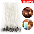 100Pcs 6in Natural Cotton Candle Wicks - Pre-Waxed Low Smoke Wicks for Candle Making