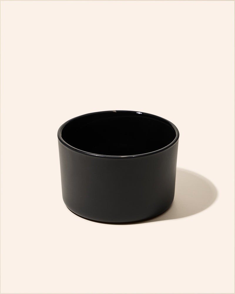 Matte Black 18oz Dream Candle Vessel ceramic container on beige background - modern candle making jar