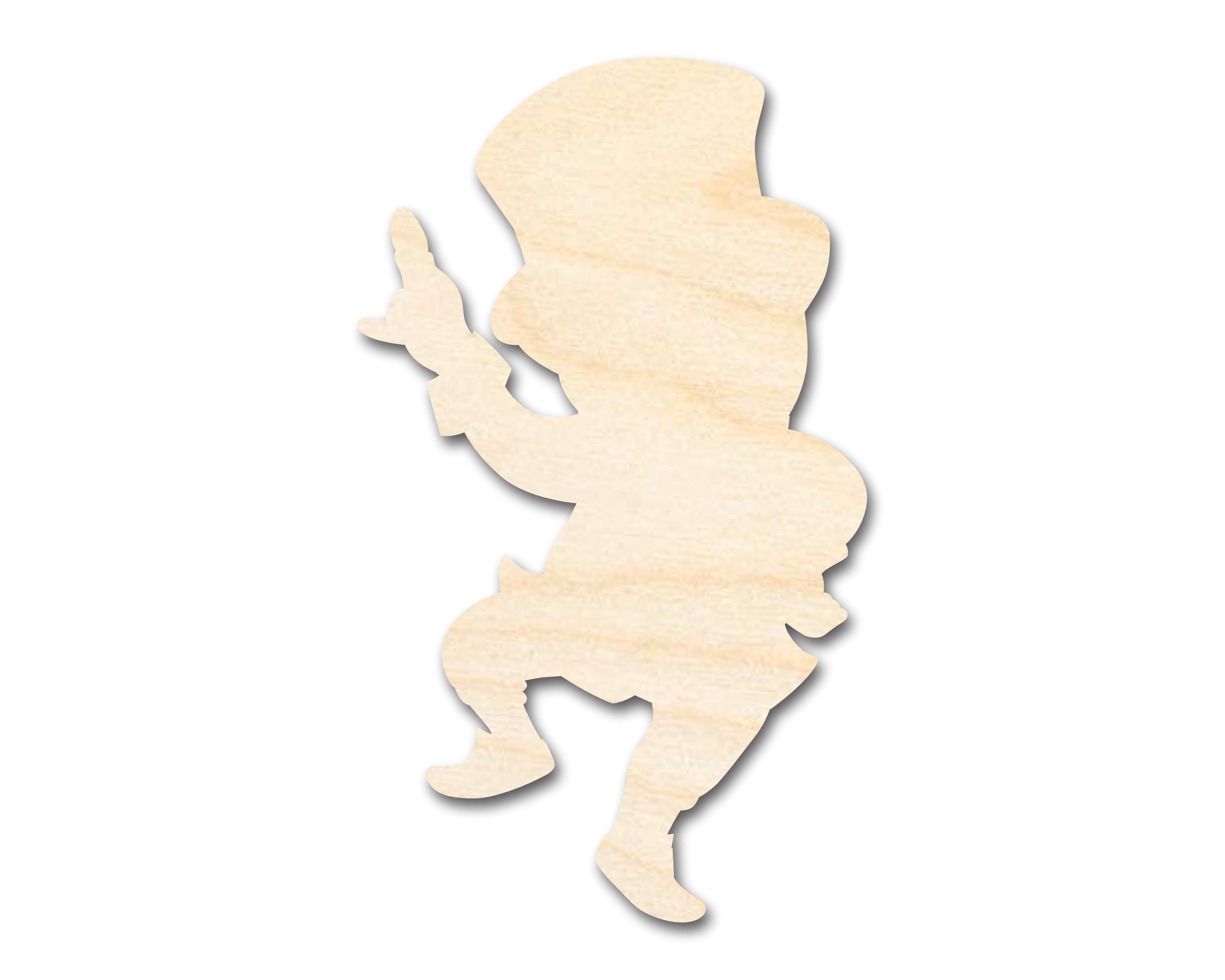 Unfinished wood leprechaun shape cutout in Baltic birch on white background - St. Patrick's Day DIY craft blank for painting and wood burning