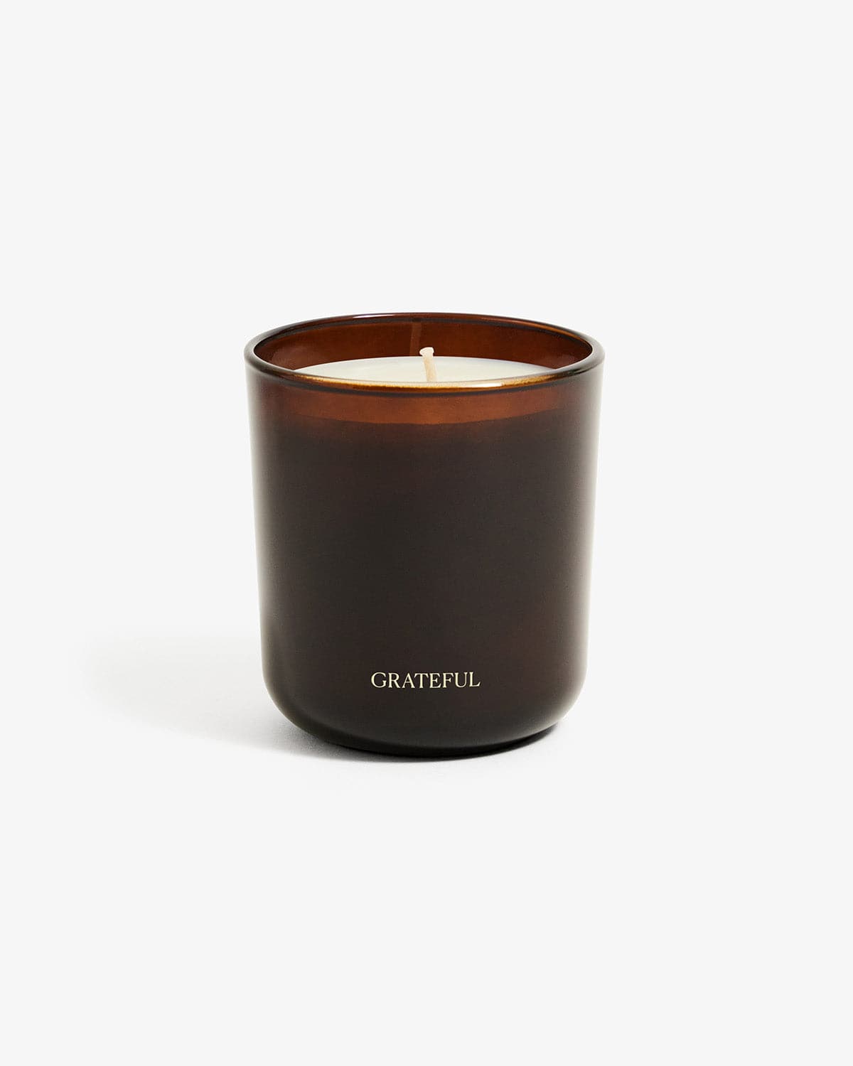 Grateful pure essential oil candle in dark brown glass container with white wax - 100% natural aromatherapy soy candle