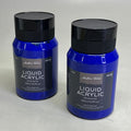 Two bottles of Master's Touch Liquid Acrylic Paint in Ultramarine 16.9 fl oz on gray background - 2 pack artist paint