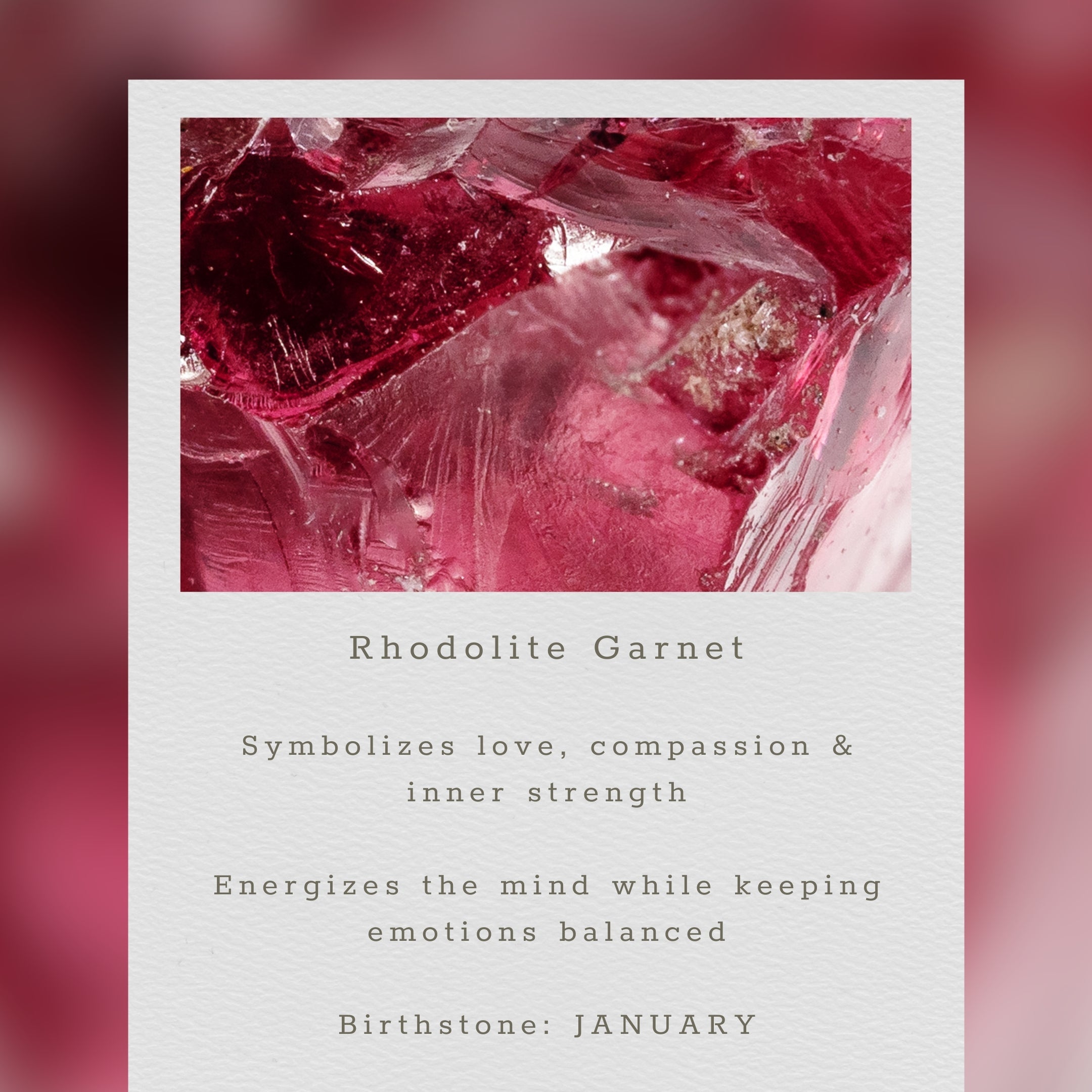 Rhodolite garnet crystals used in handmade gemstone jewelry with healing properties