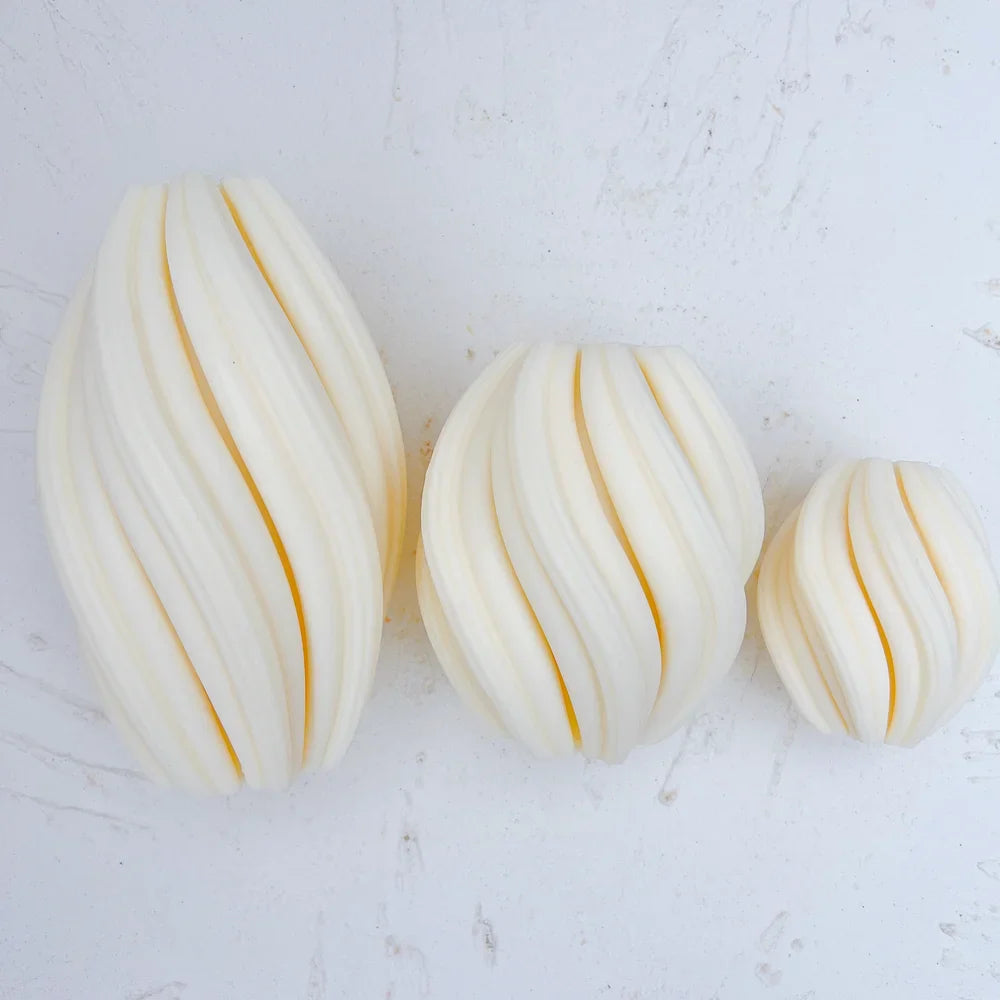 3 Sizes Geometric Wave Twirl Candle Molds - Abstract Art Wavy Stripe Pillar Silicone Molds