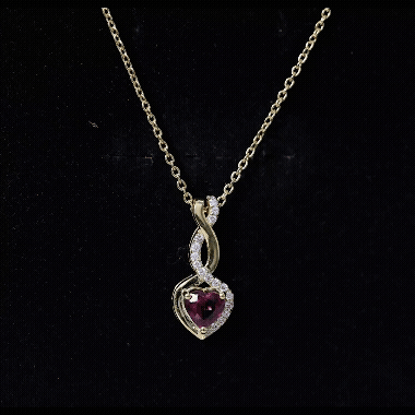1 Carat Rhodolite Heart Infinity Necklace with Lab Grown Diamonds - Valentine's Day Gift