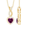 1 Carat Rhodolite Heart Infinity Necklace with Lab Grown Diamonds - Valentine's Day Gift