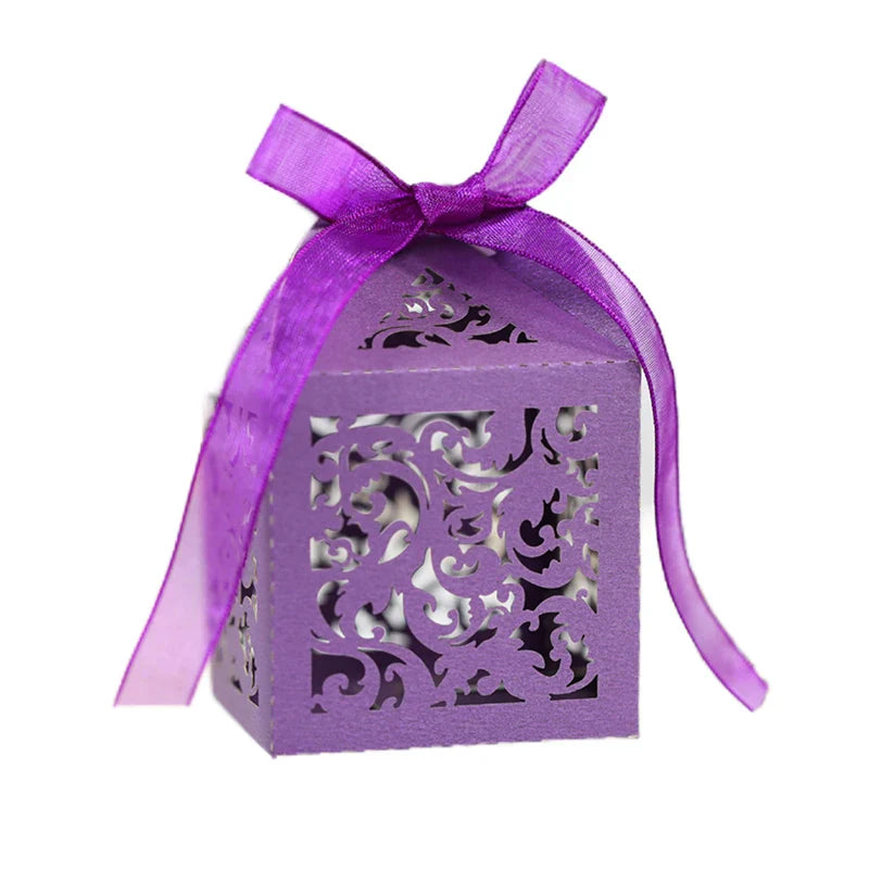 Purple Flower Vine Decorative Box with matching ribbon perfect for candle soap packaging