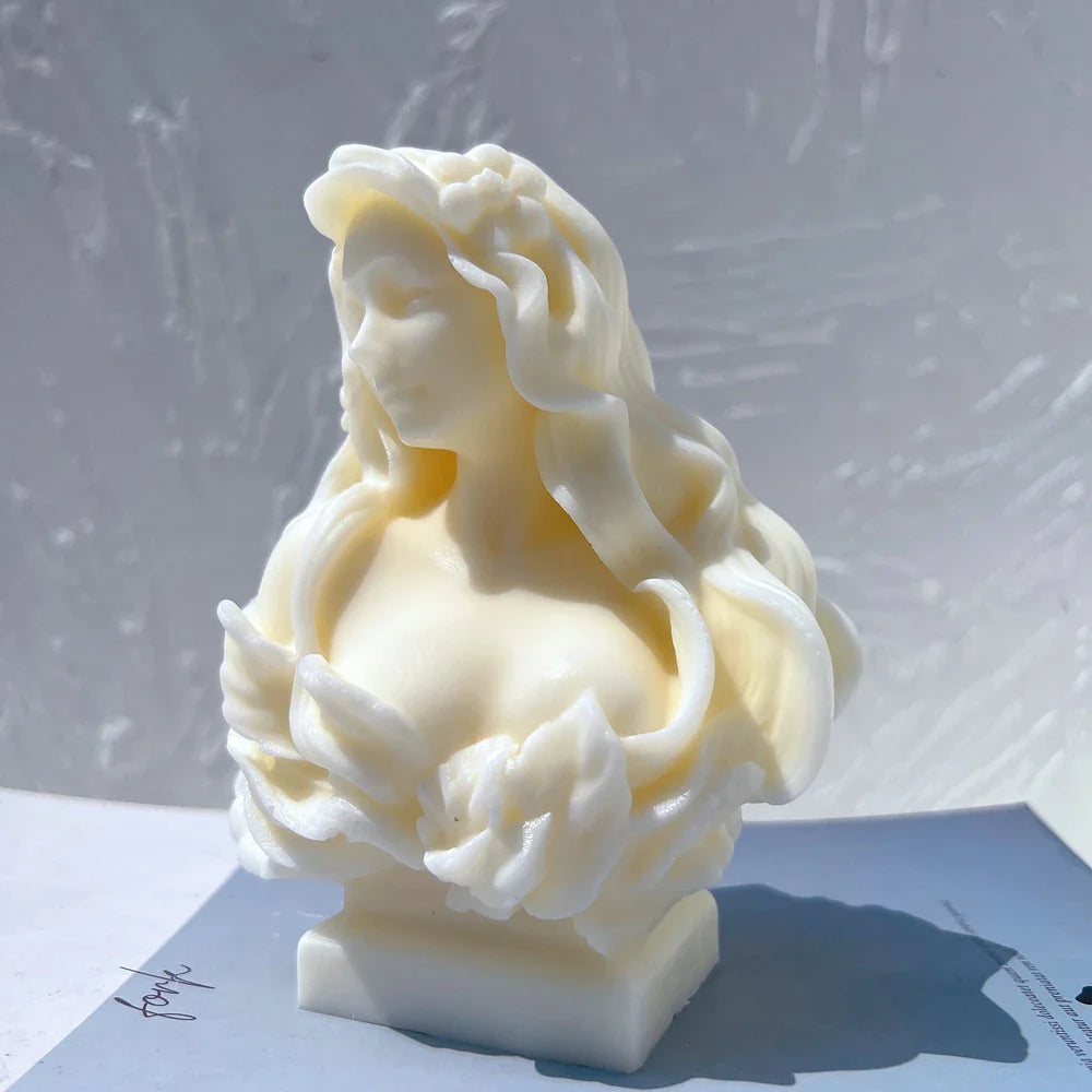 Beautiful Lady Statue Candle Mold - Goddess Female Bust Silicone Mold Greek Art Sculpture