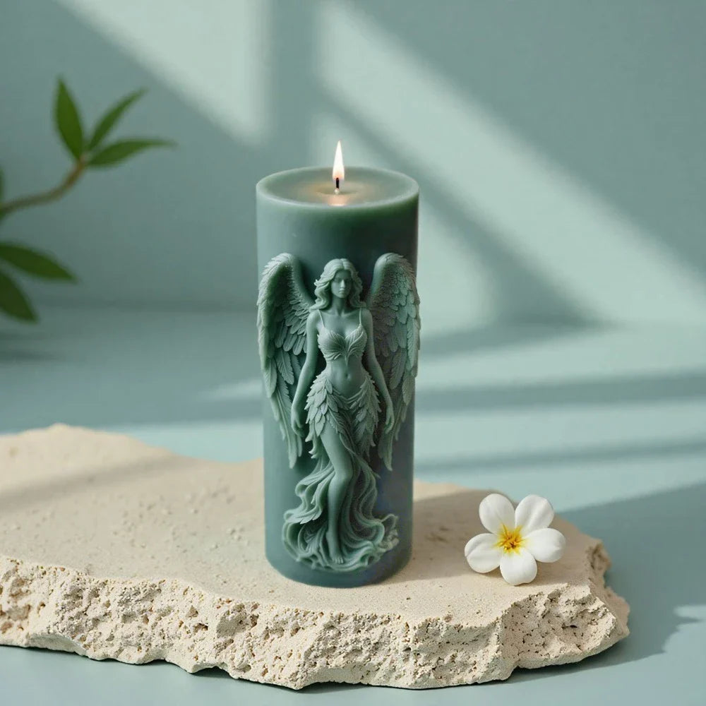 Wings Goddess Scented Silicone Candle Mould - DIY Prayer Angel Sculpture Mold
