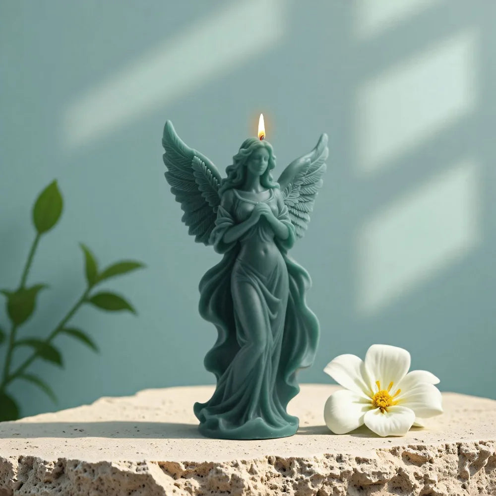 Wings Goddess Scented Silicone Candle Mould - DIY Prayer Angel Sculpture Mold