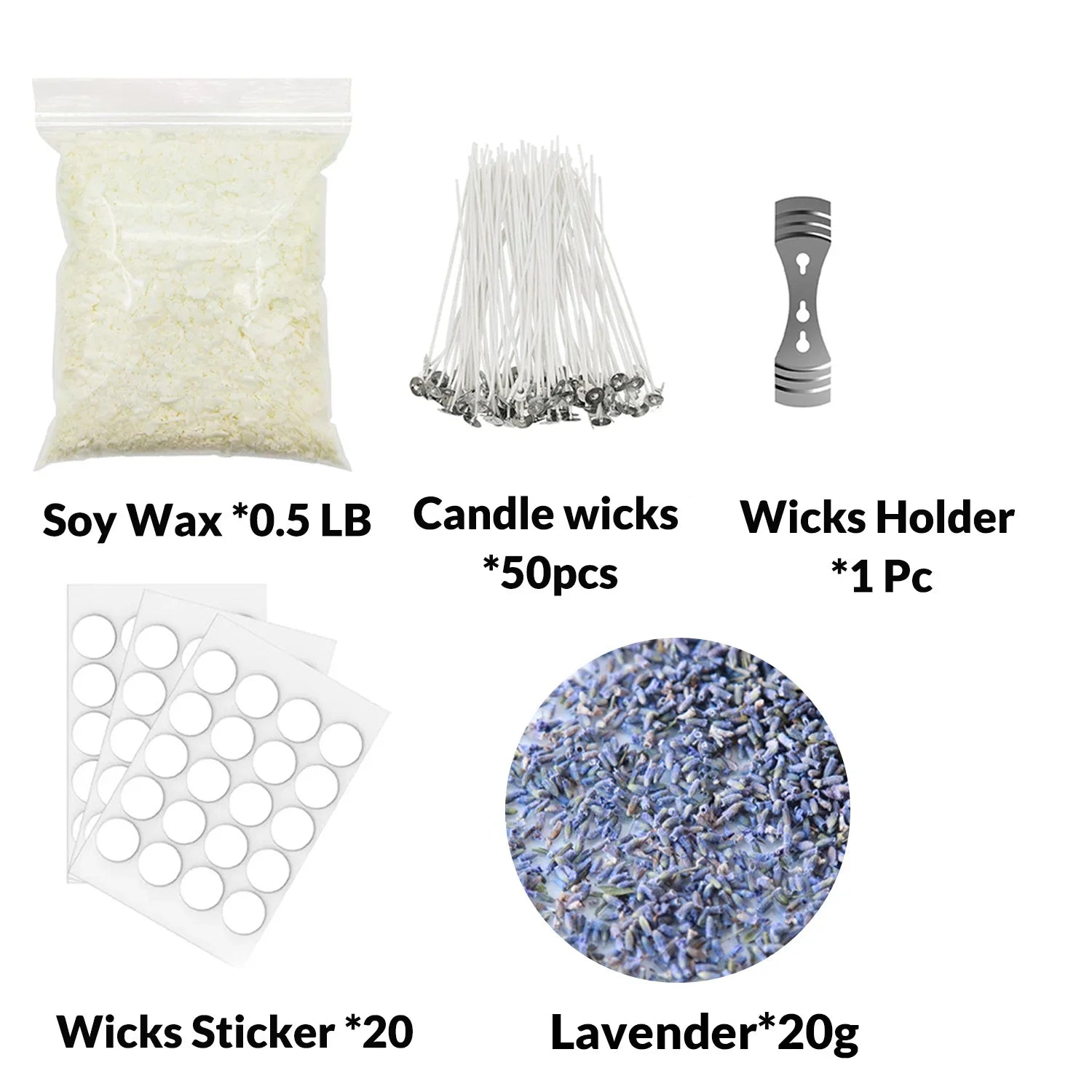 0.5LB Candle Making Kit Supplies - Soy Wax DIY Kit with Wicks, Fragrance & Dried Flowers