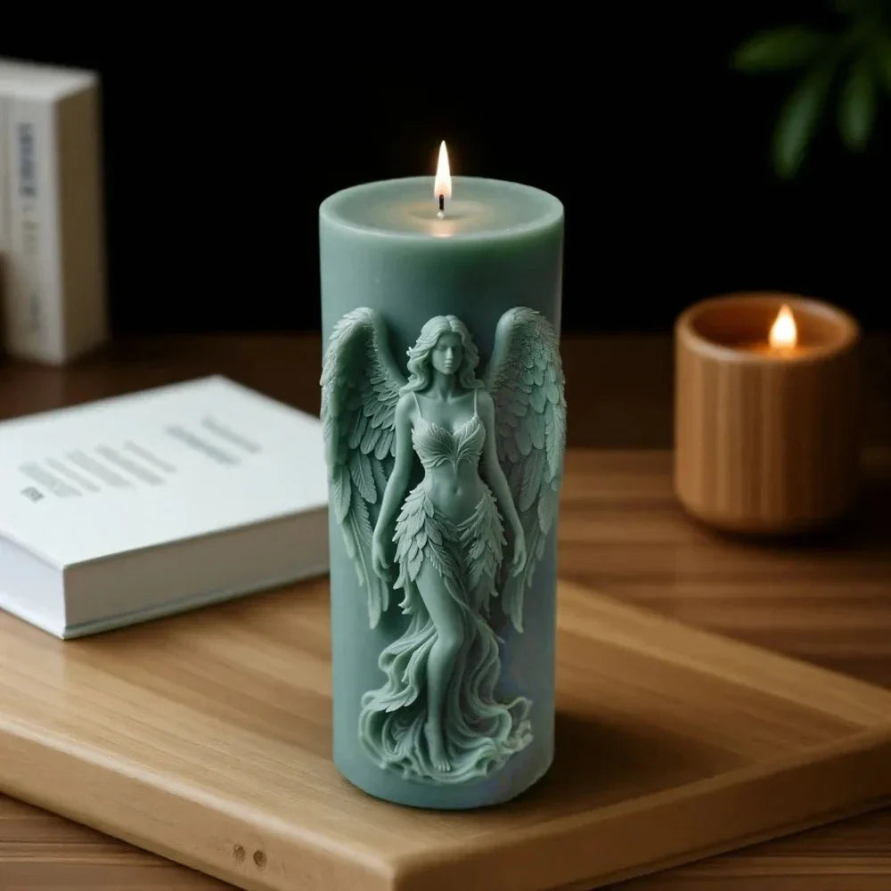 Wings Goddess Scented Silicone Candle Mould - DIY Prayer Angel Sculpture Mold