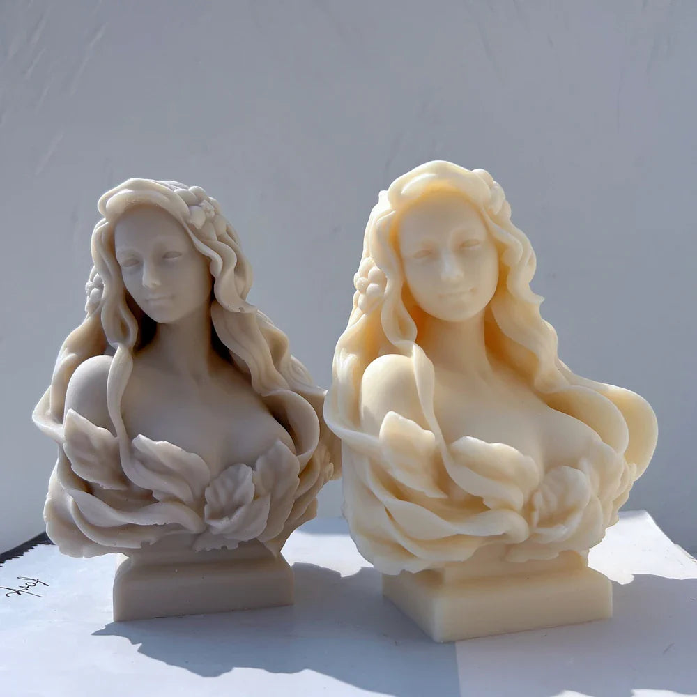 Beautiful Lady Statue Candle Mold - Goddess Female Bust Silicone Mold Greek Art Sculpture