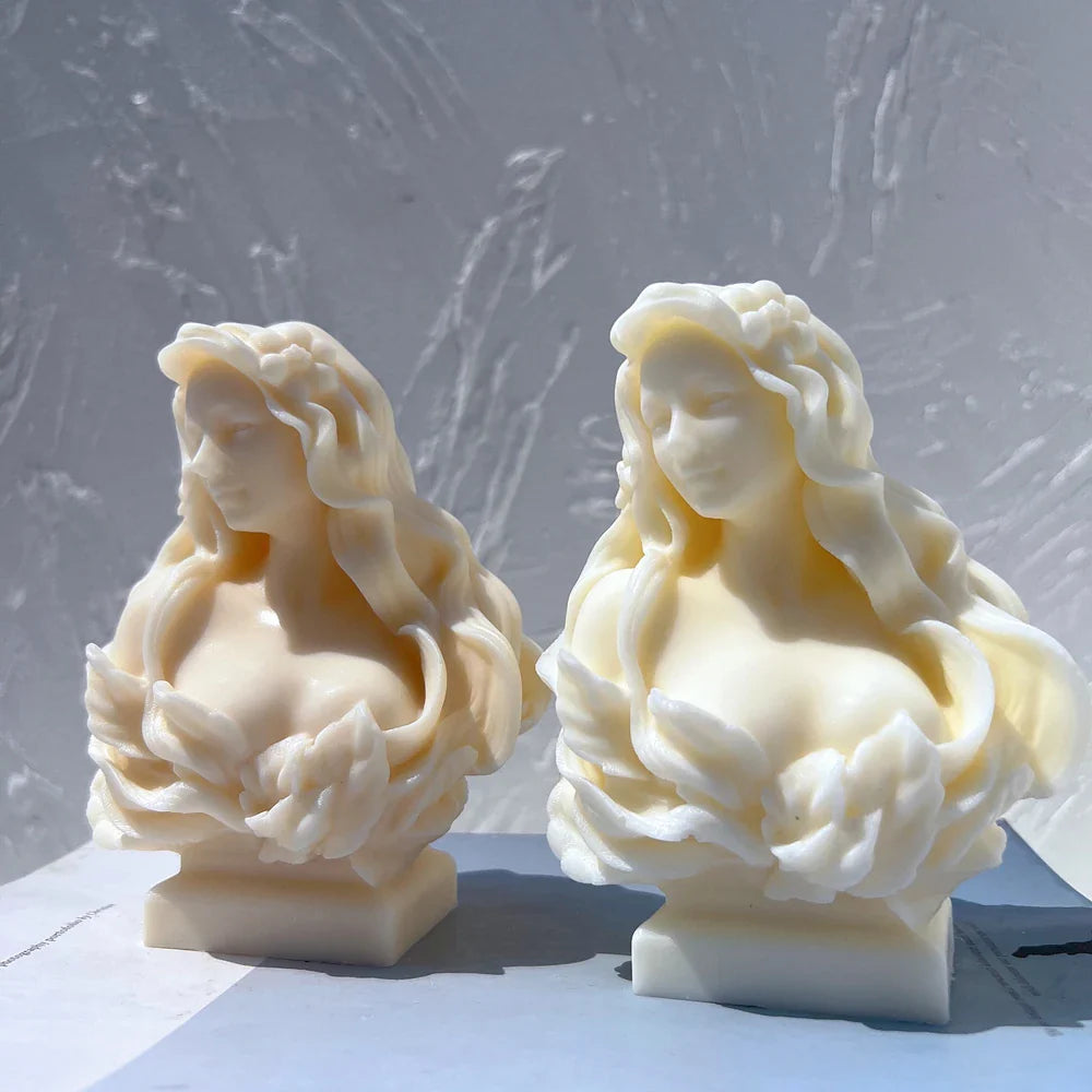 Beautiful Lady Statue Candle Mold - Goddess Female Bust Silicone Mold Greek Art Sculpture