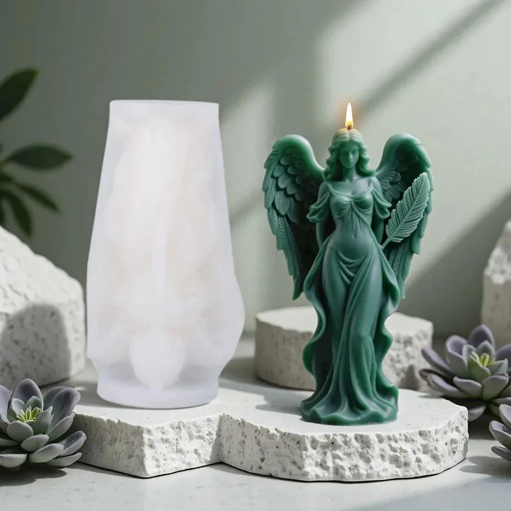 Wings Goddess Scented Silicone Candle Mould - DIY Prayer Angel Sculpture Mold