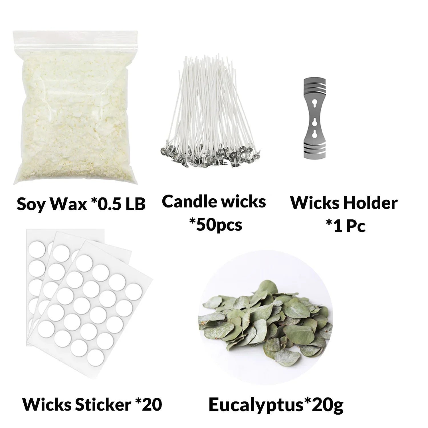 0.5LB Candle Making Kit Supplies - Soy Wax DIY Kit with Wicks, Fragrance & Dried Flowers
