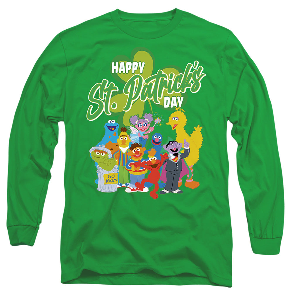Sesame Street St. Patrick's Day long sleeve shirt kelly green Elmo Big Bird Cookie Monster officially licensed 100% cotton
