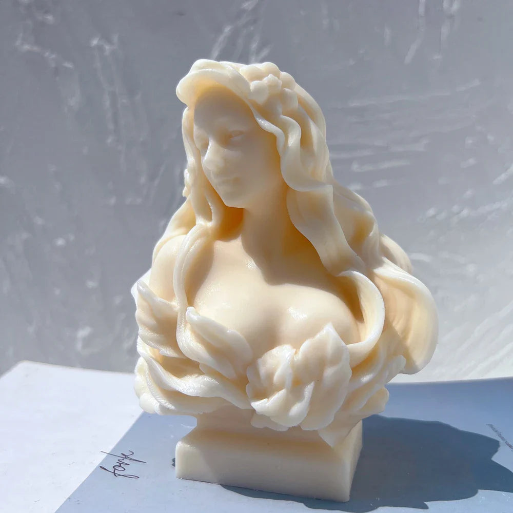 Beautiful Lady Statue Candle Mold - Goddess Female Bust Silicone Mold Greek Art Sculpture