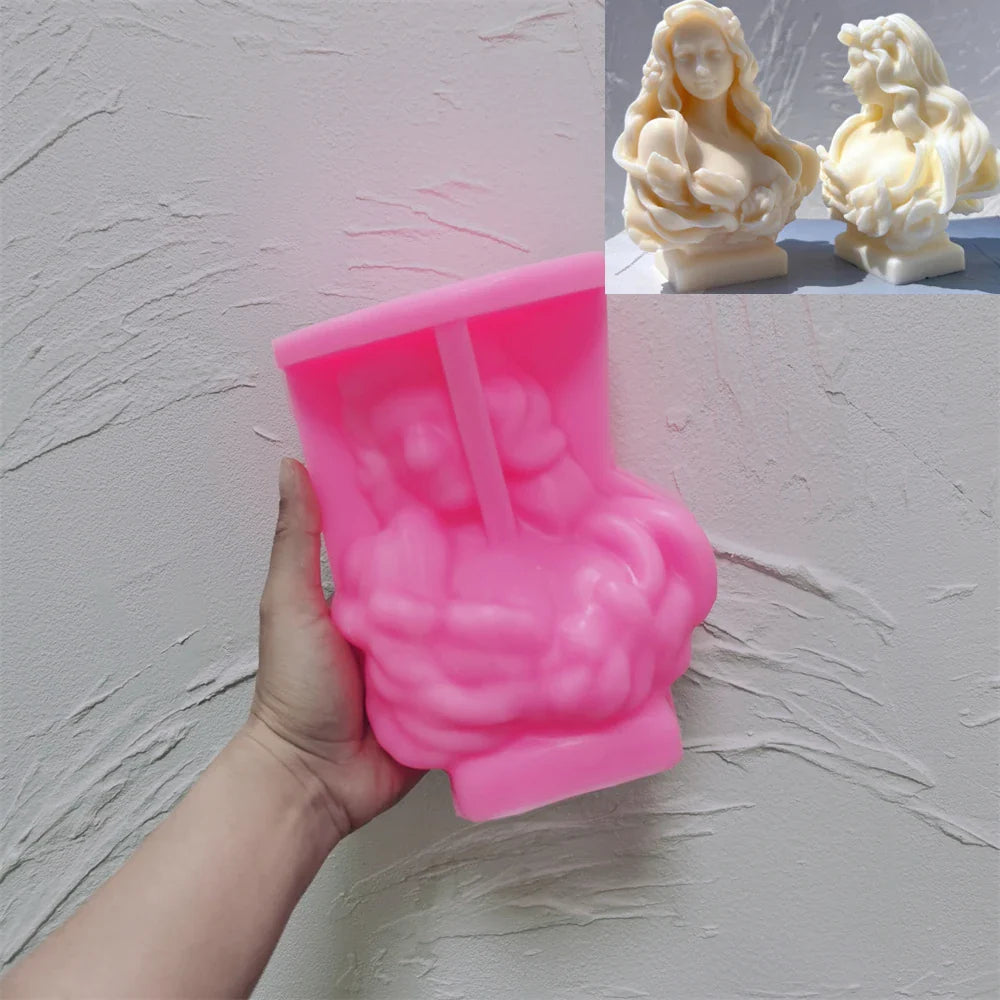 Beautiful Lady Statue Candle Mold - Goddess Female Bust Silicone Mold Greek Art Sculpture