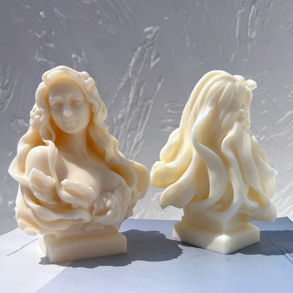Beautiful Lady Statue Candle Mold - Goddess Female Bust Silicone Mold Greek Art Sculpture