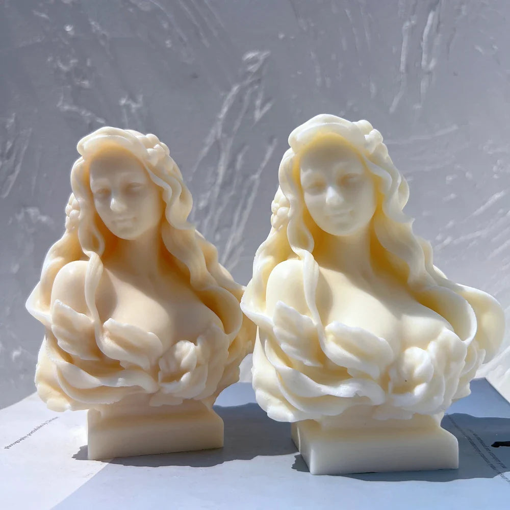 Beautiful Lady Statue Candle Mold - Goddess Female Bust Silicone Mold Greek Art Sculpture