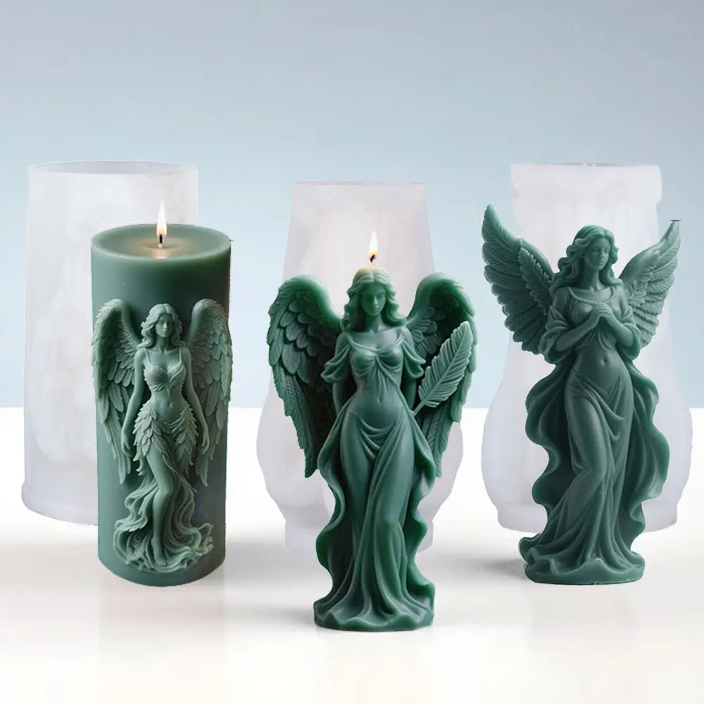 Wings Goddess Scented Silicone Candle Mould - DIY Prayer Angel Sculpture Mold