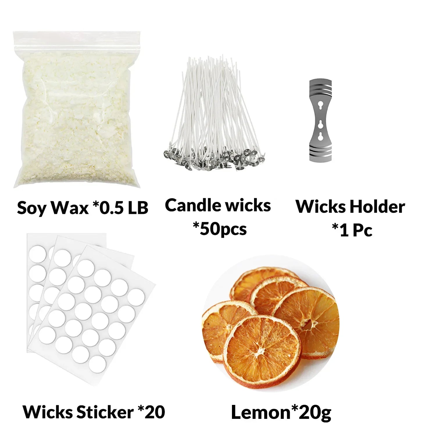 0.5LB Candle Making Kit Supplies - Soy Wax DIY Kit with Wicks, Fragrance & Dried Flowers