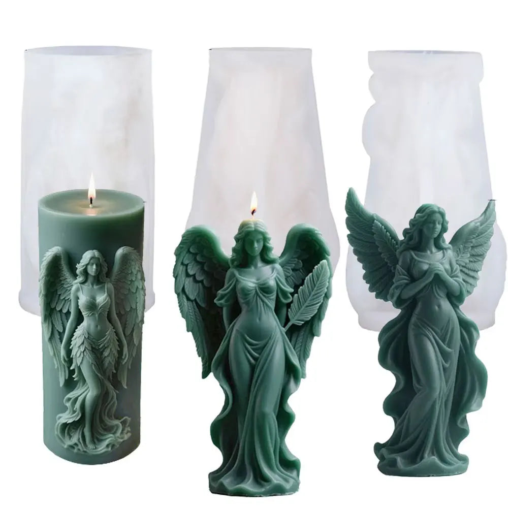 Wings Goddess Scented Silicone Candle Mould - DIY Prayer Angel Sculpture Mold