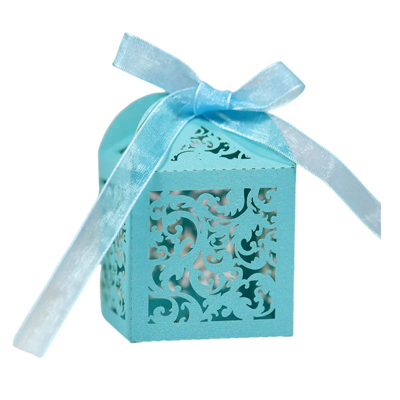 Tiffany Blue Flower Vine Decorative Box with intricate cut-out design and matching ribbon