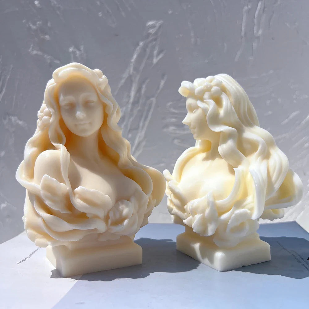Beautiful Lady Statue Candle Mold - Goddess Female Bust Silicone Mold Greek Art Sculpture