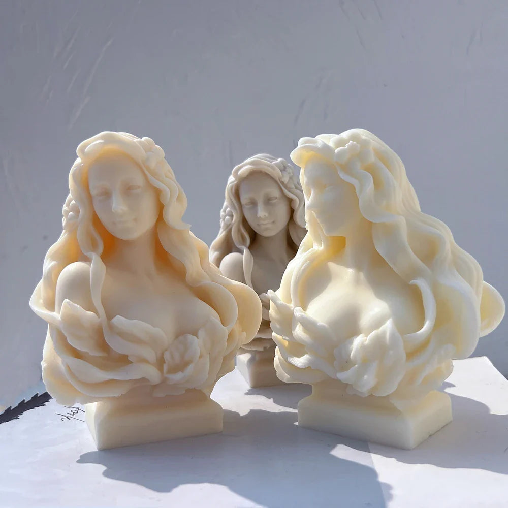 Beautiful Lady Statue Candle Mold - Goddess Female Bust Silicone Mold Greek Art Sculpture