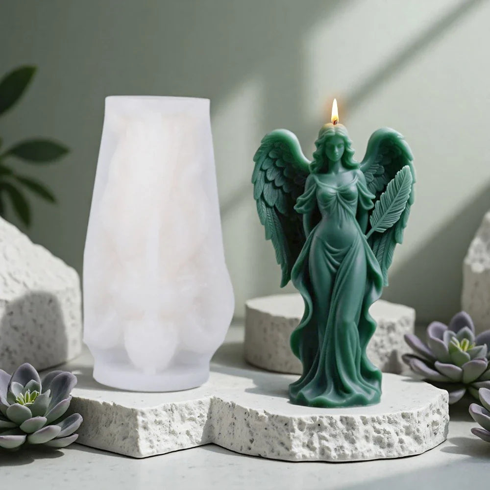 Wings Goddess Scented Silicone Candle Mould - DIY Prayer Angel Sculpture Mold