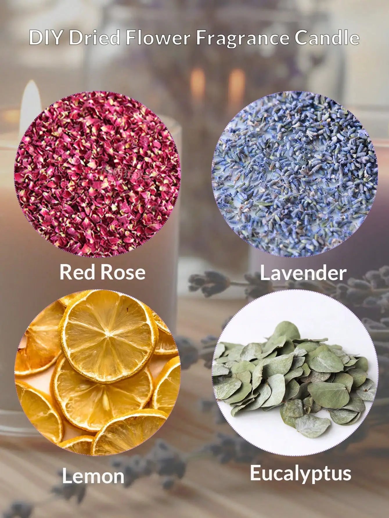 0.5LB Candle Making Kit Supplies - Soy Wax DIY Kit with Wicks, Fragrance & Dried Flowers