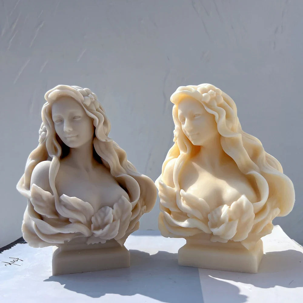 Beautiful Lady Statue Candle Mold - Goddess Female Bust Silicone Mold Greek Art Sculpture