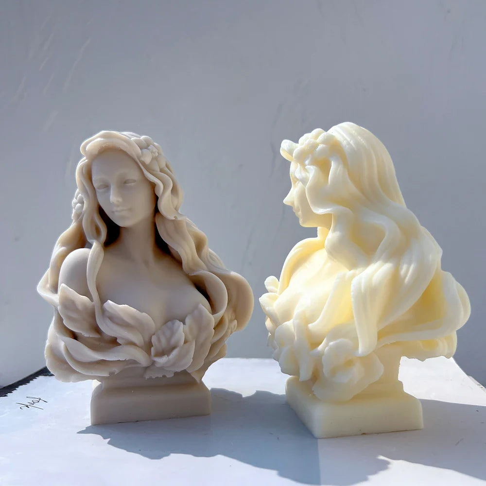 Beautiful Lady Statue Candle Mold - Goddess Female Bust Silicone Mold Greek Art Sculpture