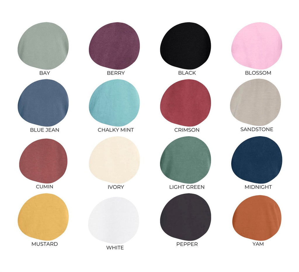 Comfort Colors t-shirt color chart showing 16 vibrant color options for Ireland flag clover St. Patrick's Day shirt