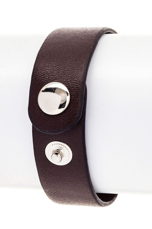 Engraved bullet leather bracelet - adjustable unisex boho statement jewelry