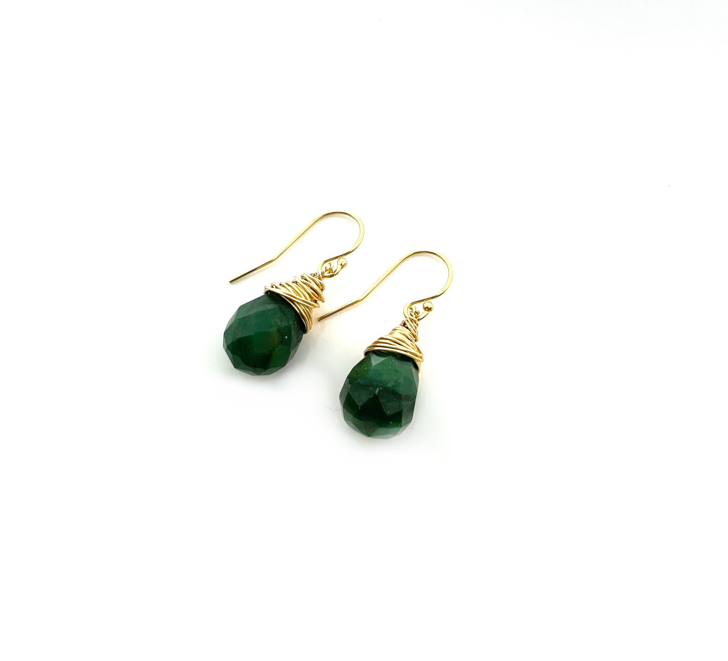 Green African Jade Gemstone Earrings 14k Gold Fill St Patricks Day