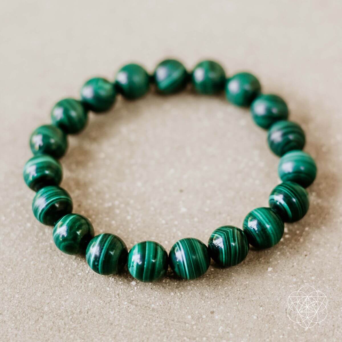 Close up detail view of The Anxiety Bracelet featuring stress relief crystals and spiritual healing stones