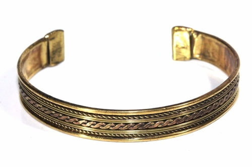 Boho brass cuff bracelet with adjustable fit - tribal ethnic jewelry
